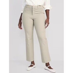 Old Navy High Rise Pixie Straight Ankle Pants Womens 14 Beige Stretch NEW